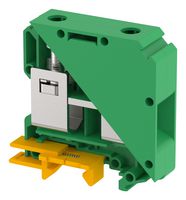 KUT50/GREEN - DIN Rail Mount Terminal Block, Feed Thru, 2 Ways, 6 AWG, 00 AWG, 50 mm², Screw, 150 A - ELKAY