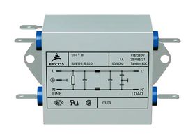 B84112B0000B030 - Power Line Filter, General Purpose, 250 V, 3 A, Single Phase, 1 Stage, Chassis Mount - EPCOS