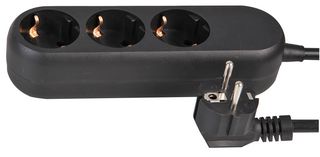 PEL01290 Extension Lead Schuko 3 Gang 5m Black Pro Elec