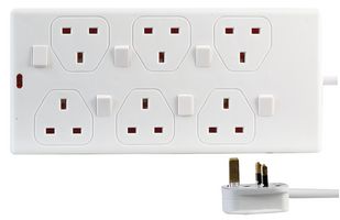 PEL00030 Extension Lead, 6g IND SW WHT 3M Pro Elec