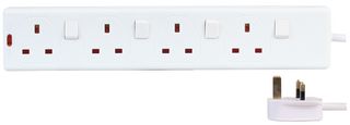 PEL00514 Power Outlet Strip, 4 Outlet, 5m, 240V Pro Elec