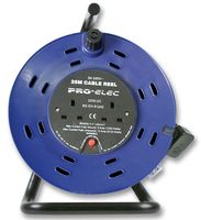 2200-2-25M MAINS EXTENSION REEL, 2 OUTLET, UK, 25M PRO ELEC