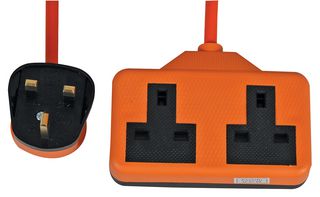 0139OR-15M PRISE CAOUTCHOUC 2 POSTES 13A ORANGE 15M PRO ELEC