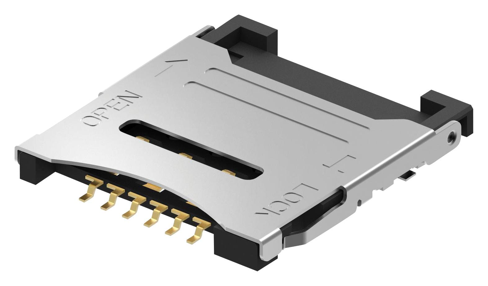 GCT (GLOBAL CONNECTOR TECHNOLOGY) Memory Sockets SIM7200-6-0-18-00-A MICRO SIM CONN, HINGED, 6POS, SMT GCT (GLOBAL CONNECTOR TECHNOLOGY) 2784986 SIM7200-6-0-18-00-A