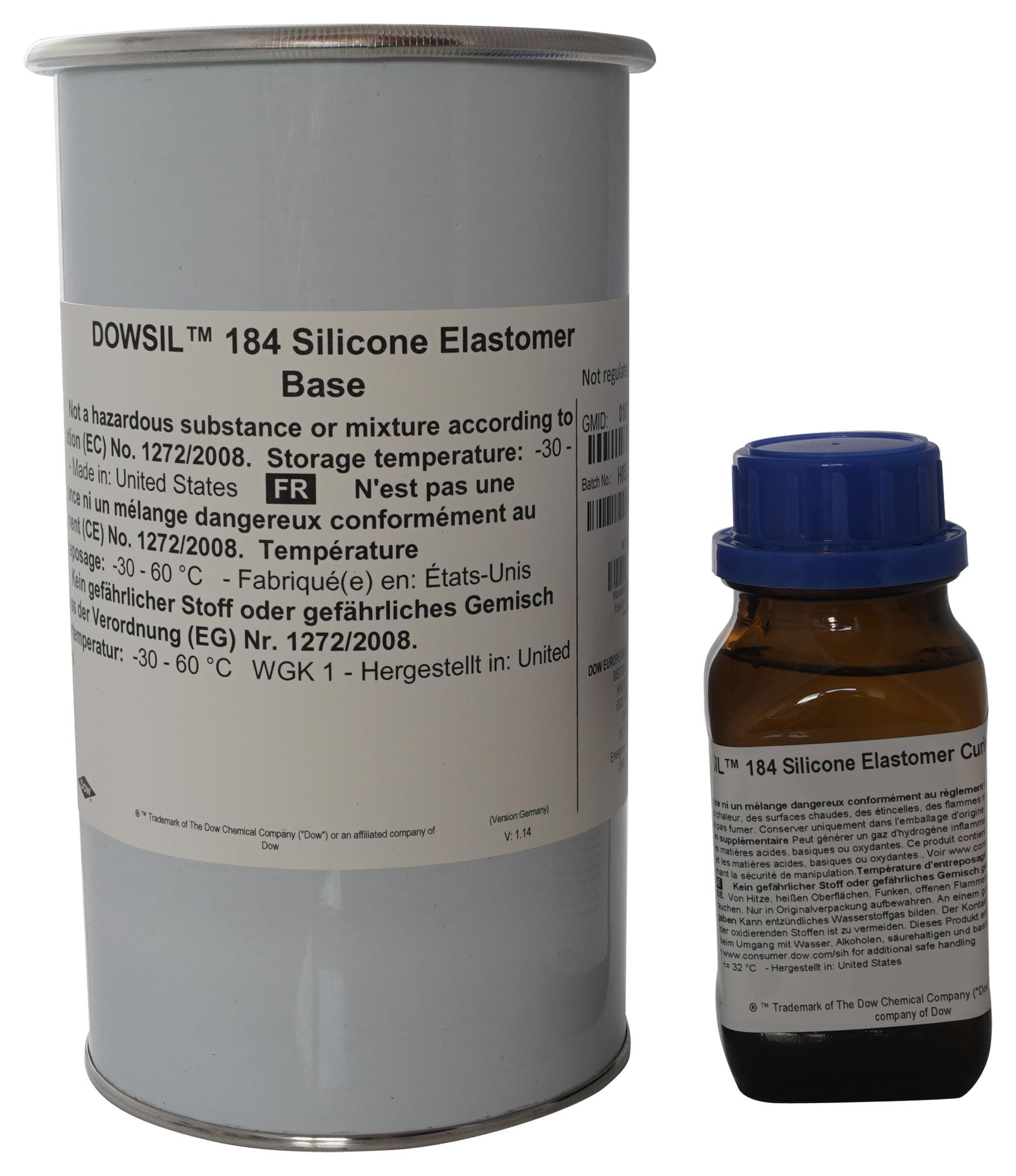 DOW Potting Compound SYLGARD 184, 1.1KG ELASTOMER, CLEAR, 184, 1.1KG DOW 101697 SYLGARD 184, 1.1KG