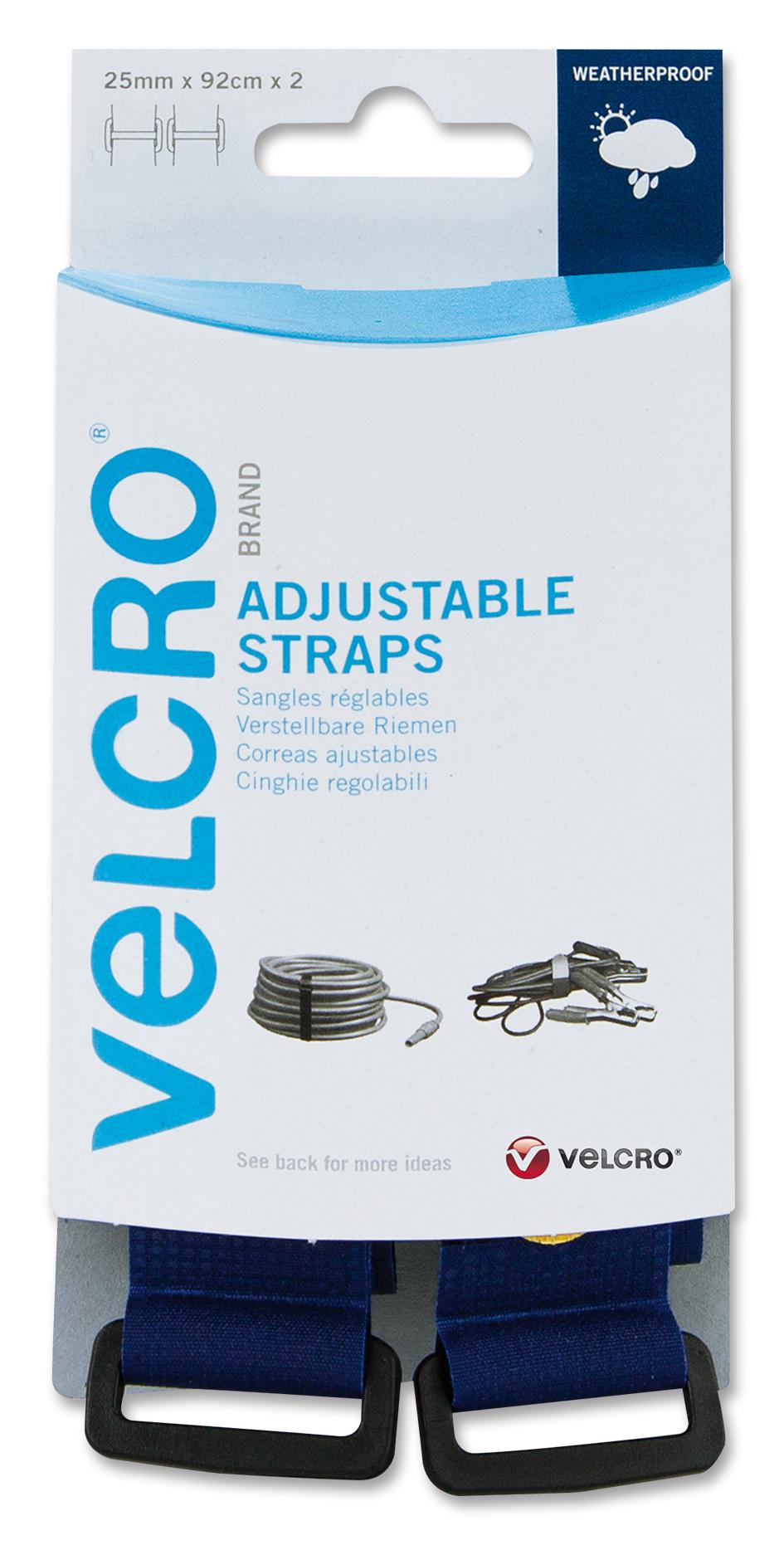 VELCRO Hook and Loop Fasteners VEL-EC60327 ADJUSTABLE STRAP, BLUE, 25MM, PK2 VELCRO 2401013 VEL-EC60327