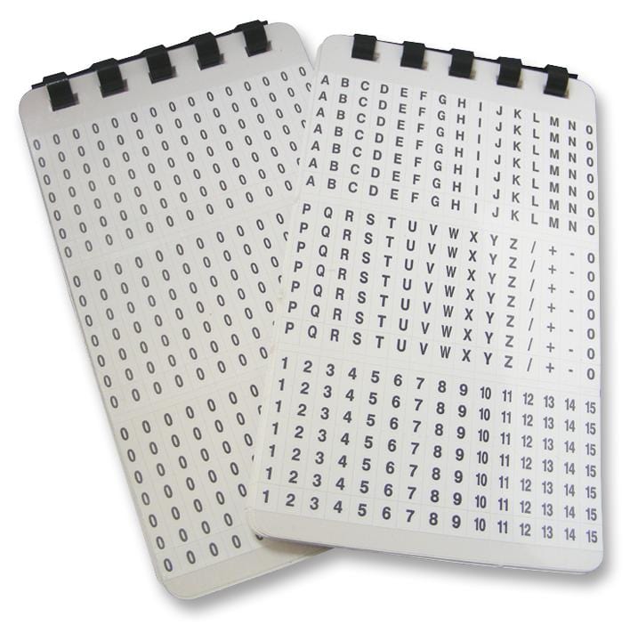 PRO POWER Wire Markers - Adhesive WMB-2 MARKER, SELF ADH, A-Z, 0-15, +, -, / (10 PRO POWER 1740454 WMB-2