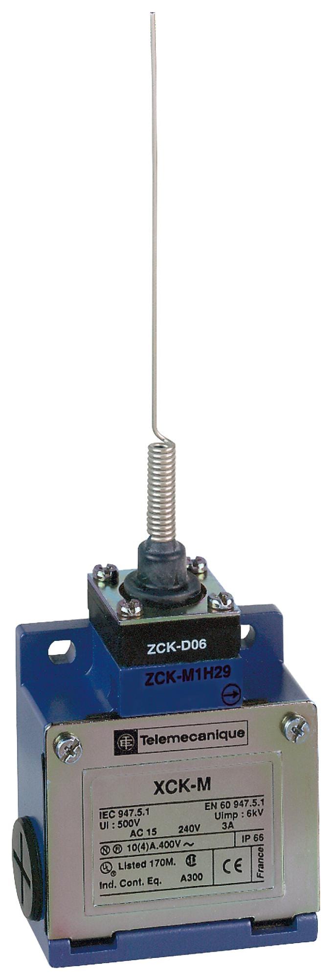 TELEMECANIQUE SENSORS Limit Switch XCKM106H7 LIMIT SW, WHISKER, SPST-NO/NC, 3A, 240V TELEMECANIQUE SENSORS 3130455 XCKM106H7