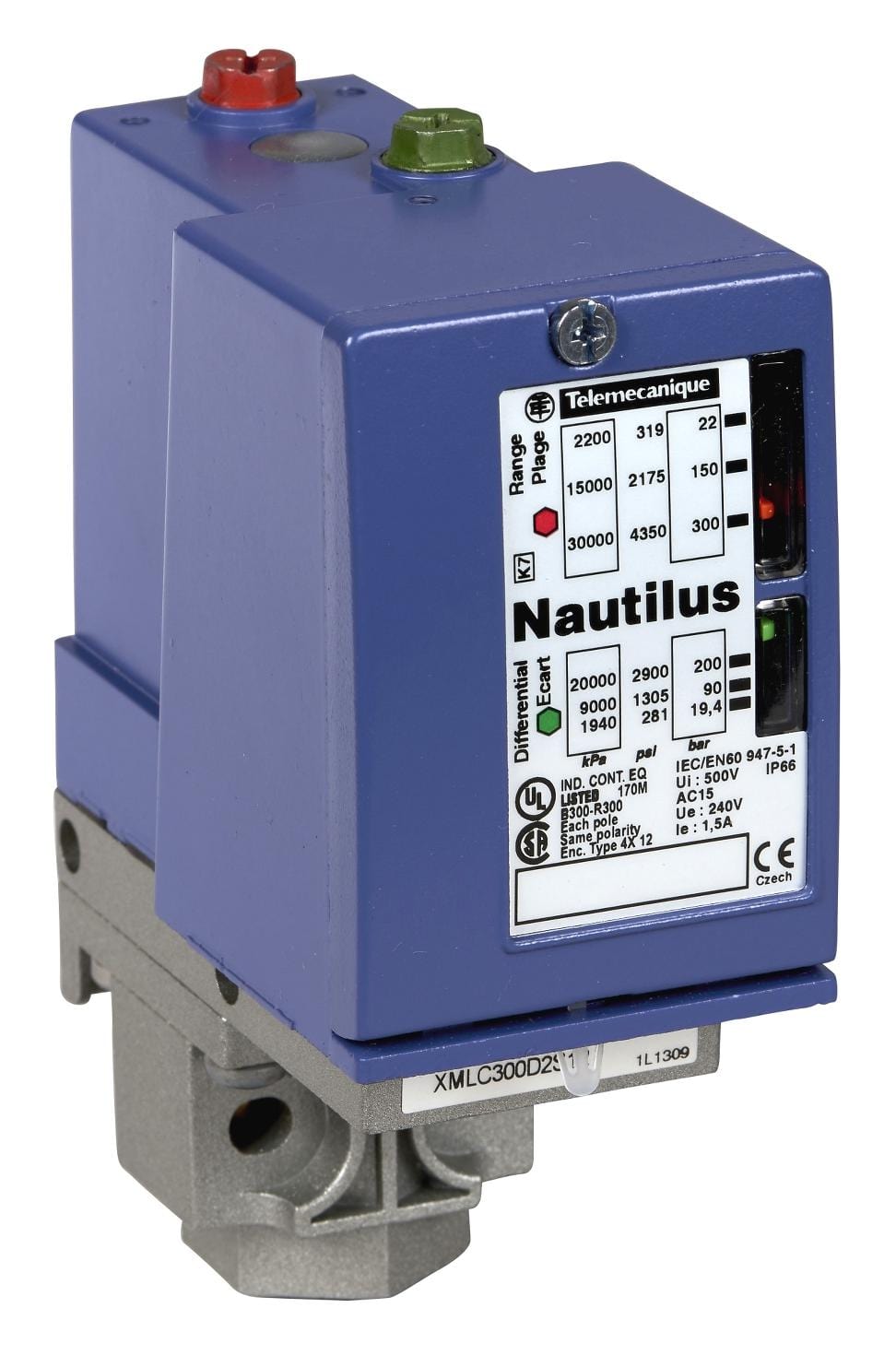 SCHNEIDER ELECTRIC Switches XMLC300D2S12 PRESSURE SWITCH, 2CO, 300BAR, PANEL SCHNEIDER ELECTRIC 3113034 XMLC300D2S12