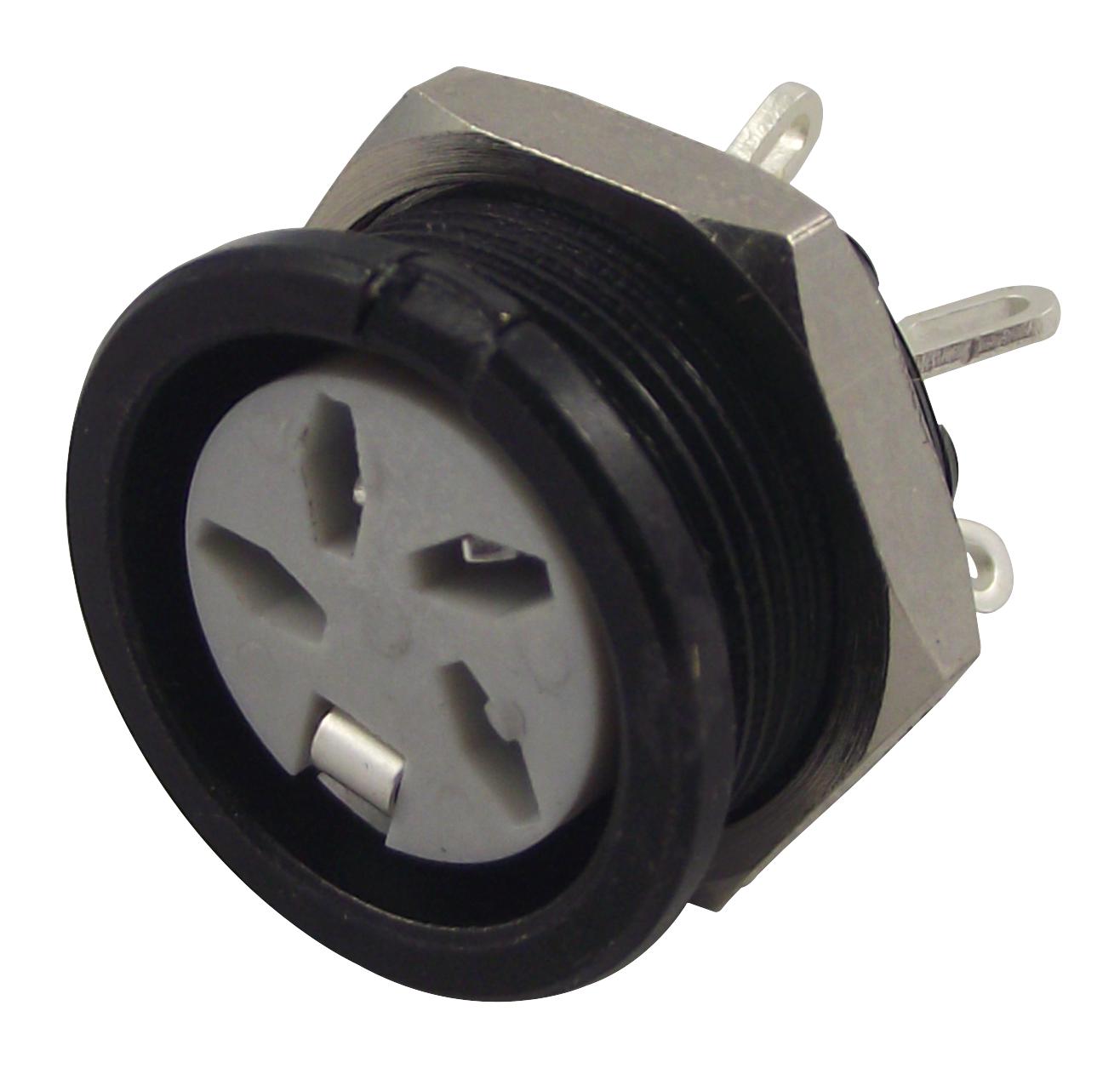 651-0400 SOCKET, DIN, PANEL, BLACK, 4POLE DELTRON COMPONENTS