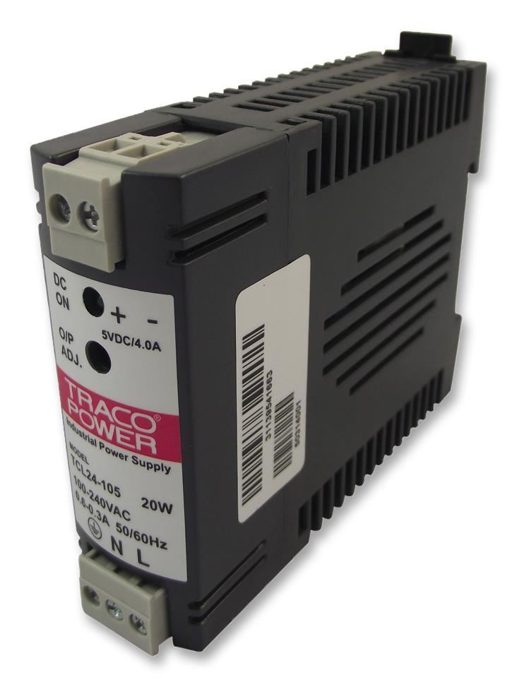 TCL 024-105 PSU, RAIL, 24W, 5V/4A TRACO POWER