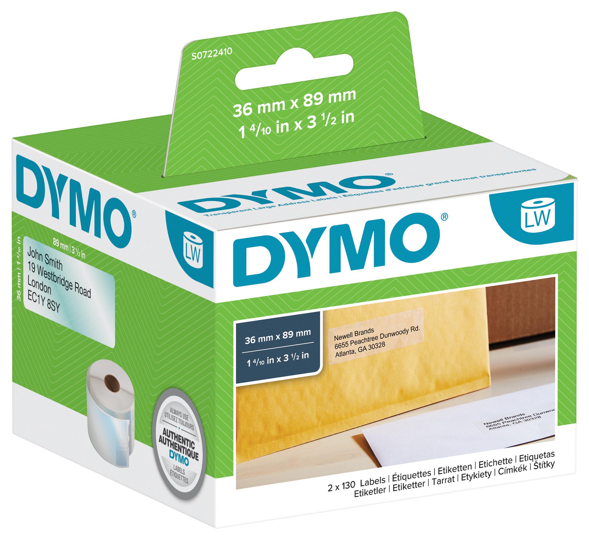 99013 LABEL, LARGE ADDRESS, PLAS, 36X89M DYMO