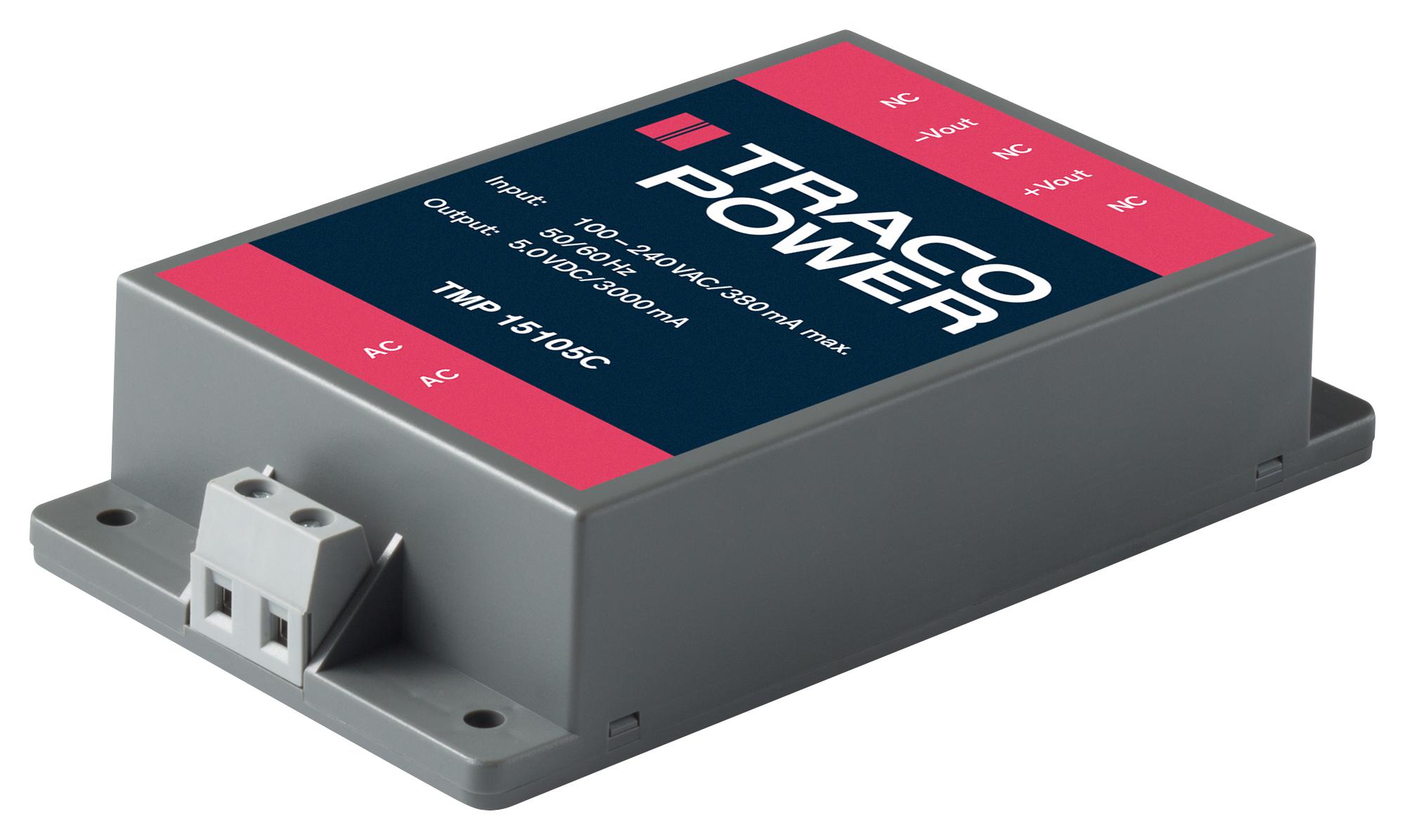 TMP 15124C CONVERTER, AC/DC, 24V, 0.6A/15W, MODULE TRACO POWER