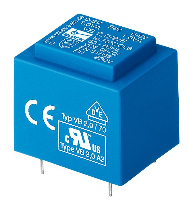 VB 0.35/1/6 TRANSFORMER, 6V, 0.35VA BLOCK