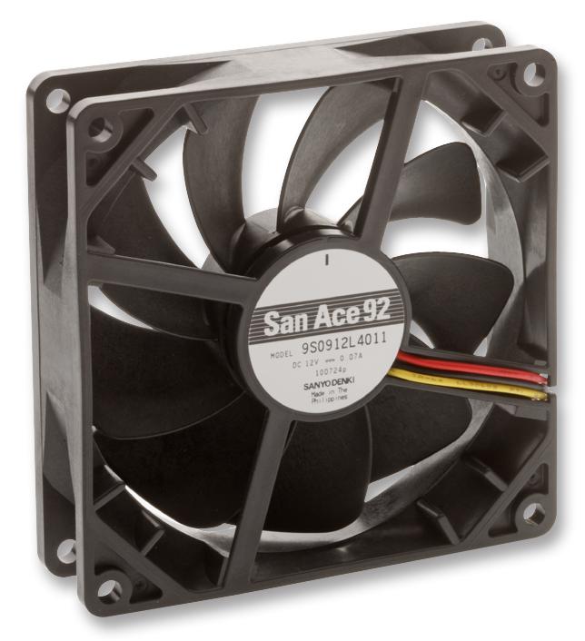 9S0912M4011 FAN, SILENT, 92MM, 12V, MED SPEED SANYO DENKI