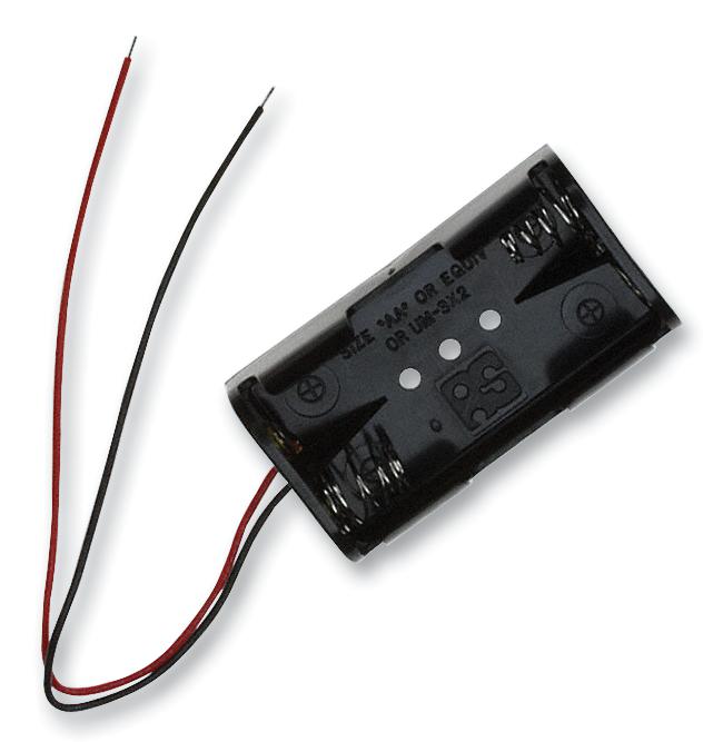 HH-3632 BATT HOLDER,2AA,W/6IN LEADS BUD INDUSTRIES