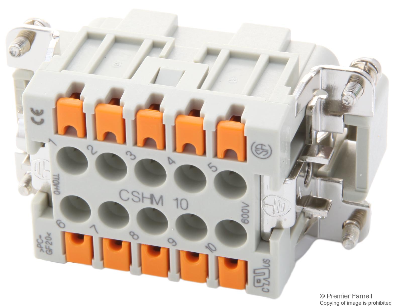 CSHM10 INSERT, MALE, 10P+E, 16A, 500V ILME