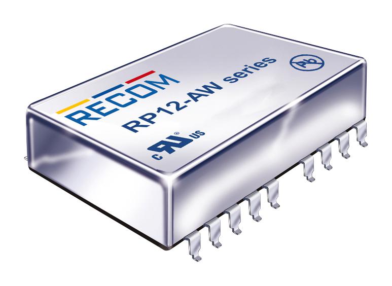 RP12-2412DAW DC/DC CONVERTER, 12W, DUAL, 4:1, 12V RECOM POWER