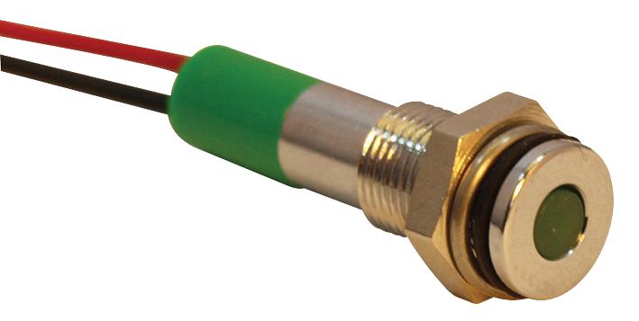 Q6F3CXXG24E INDIC LED  FLUSH 6MM GRE 24VDC,IP67 APEM