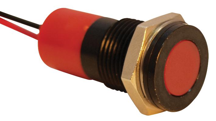 Q14F3BXXR12E INDIC FLUSH BLACK RED 12VDC,IP67 APEM