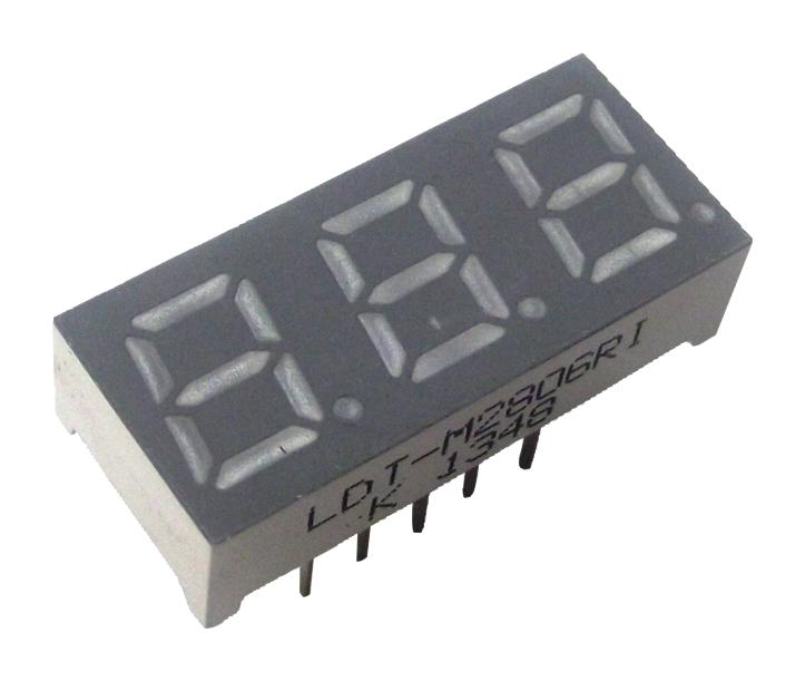 LDT-M2806RI DISPLAY, 7 SEGMENT, 7MM, RED LUMEX
