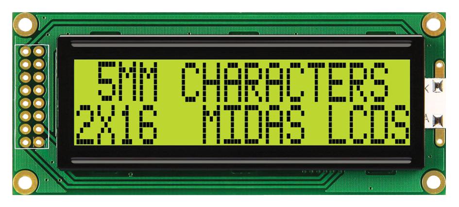 MC21605B6WK-SPR-V2 DISPLAY, ALPHANUMERIC, 16X2, NOBACKLIGHT MIDAS