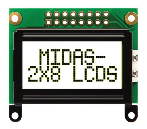 MC20805B6W-FPTLW-V2 DISPLAY, ALPHANUMERIC, 8X2, WHITE MIDAS