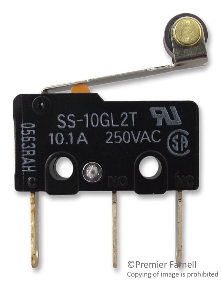 SS-10GL2T MICROSWITCH, SPDT, ROLLER, 250V, 10.1A OMRON