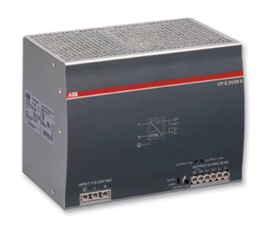 1SVR427036R0000 PSU, DIN RAIL, 480W, 24V, 20A ABB