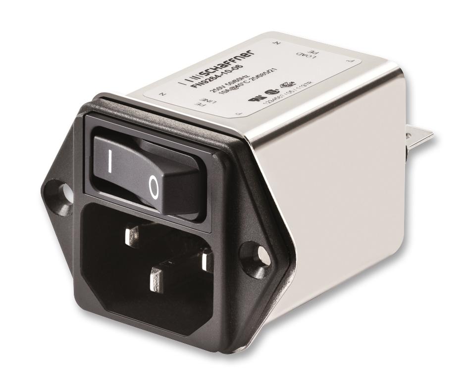 FN9264-10-06 FILTER, IEC INLET 2 POLE SWITCH, 10A SCHAFFNER