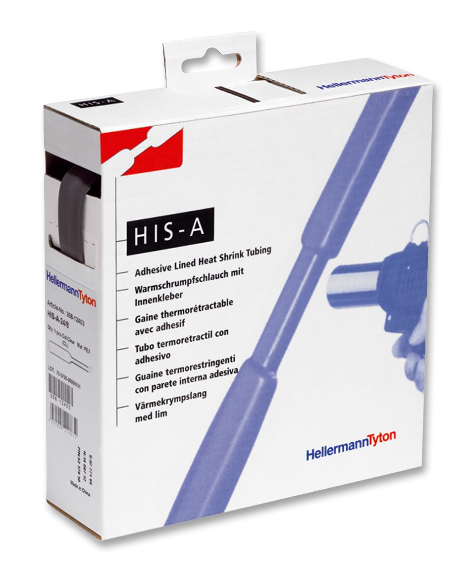 308-11800 HEAT SHRINK, ADH, BLACK, 18MM, 4M HELLERMANNTYTON