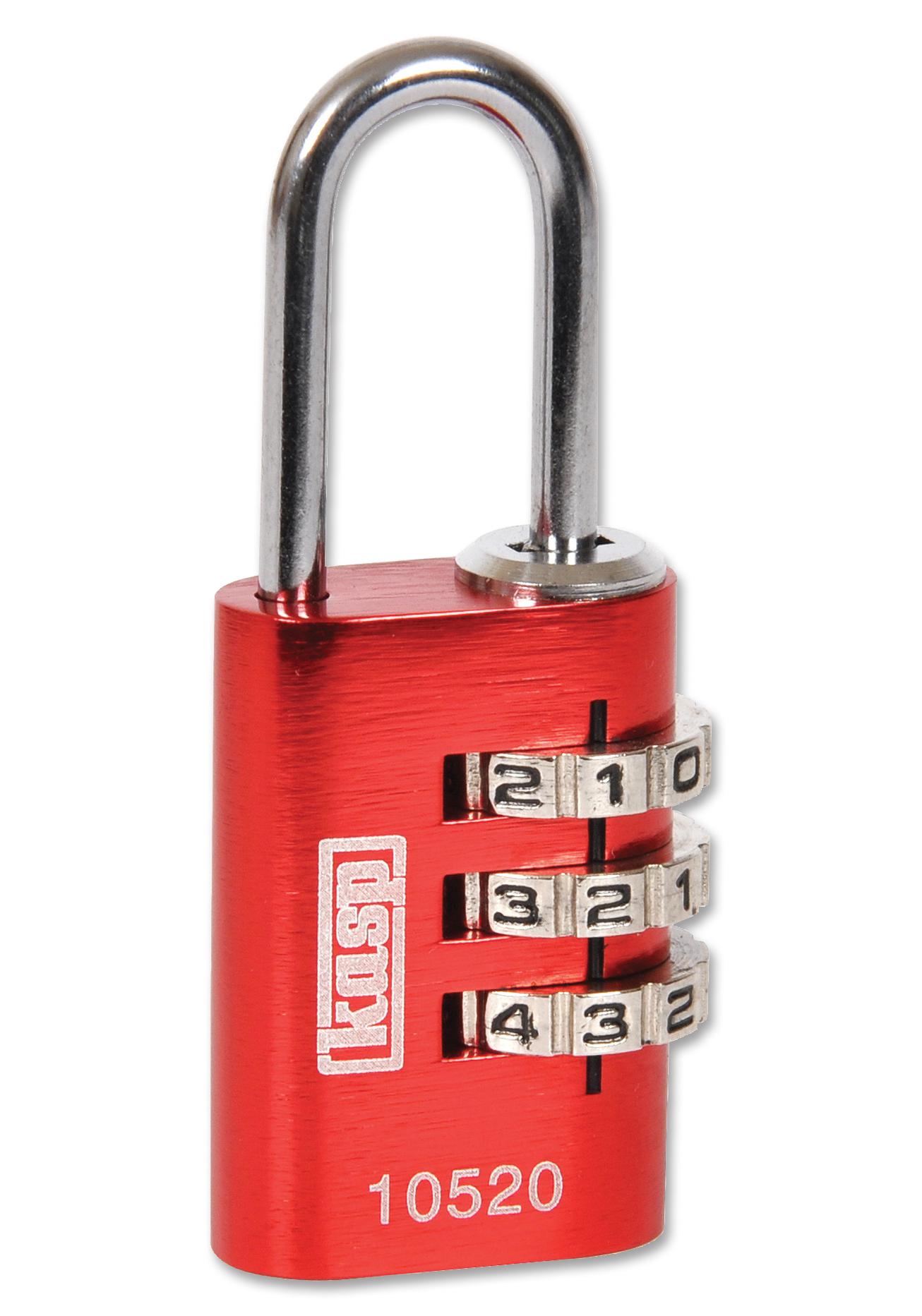 K10520REDD LOCK, COMBI, ALUMINIUM, 20MM, RED KASP SECURITY