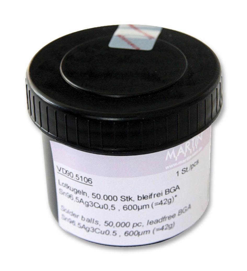 VD90.5106 SOLDER BALLS, 96.5/3/0.5, 183 DEG, 600UM MARTIN SMT