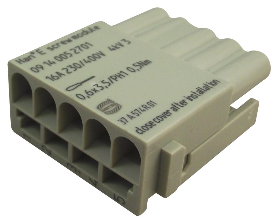 09 14 005 2701 RECTANGULAR INSERT, SIGNAL, RCPT, 5POS HARTING