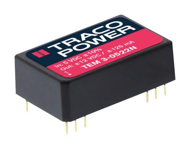 TEM 3-0512N DC-DC CONV, ISO POL, 1 O/P, 0.25A, 12V TRACO POWER