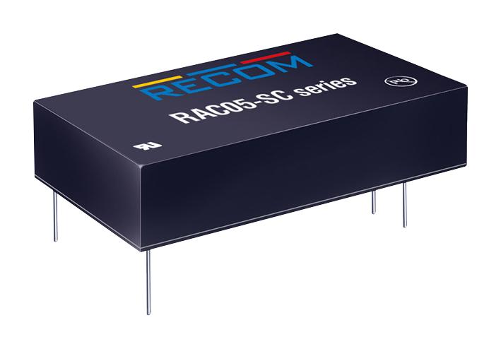 RAC05-12SC AC/DC CONV, FIXED, 5W, 12V, 0.42A RECOM POWER