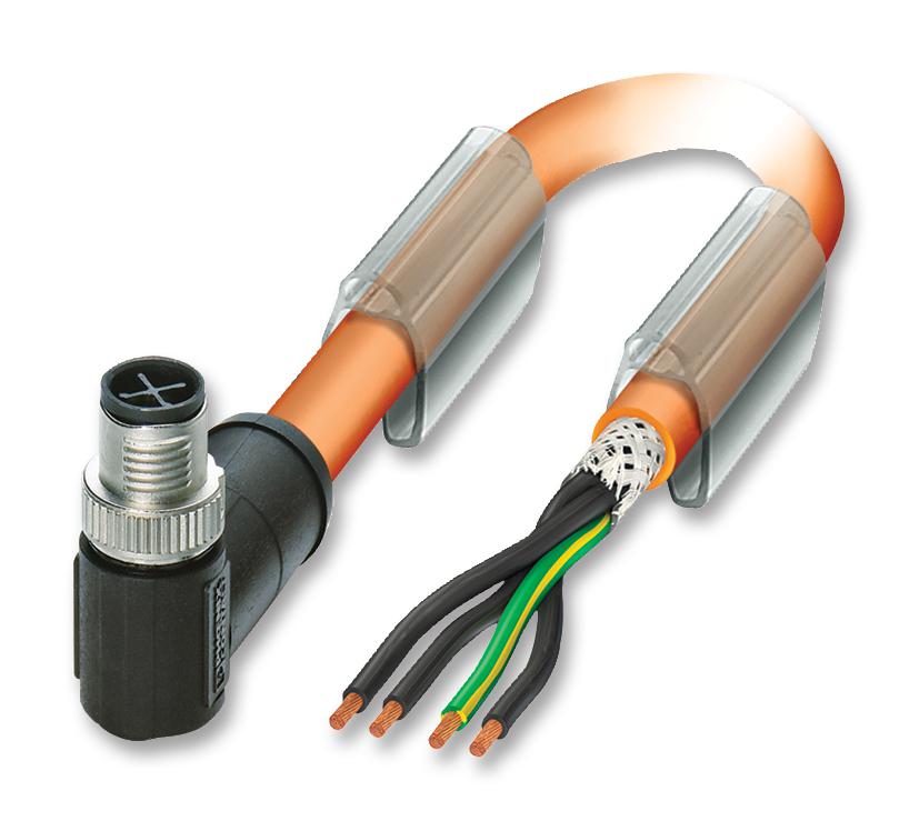 SAC-4P-MRS/ 3,0-PUR PE SH SCO SENSOR LEAD, M12 R/A PLUG, 4POS, ORANGE PHOENIX CONTACT