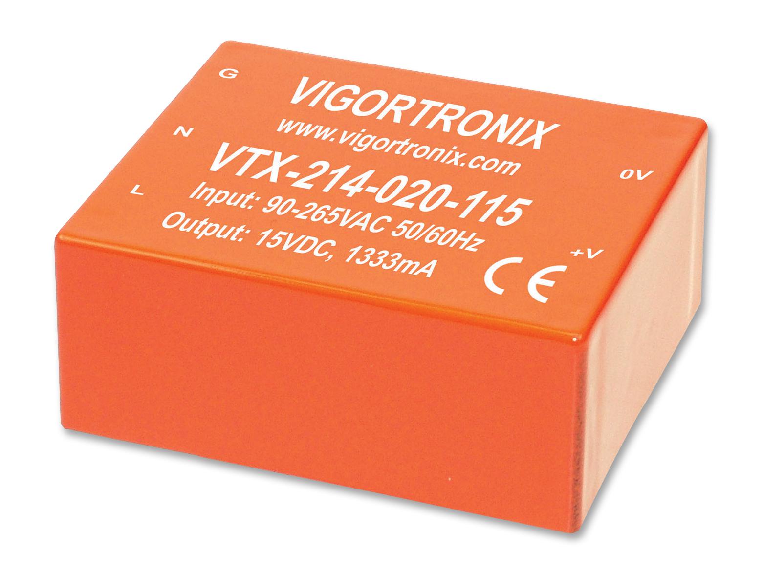 VTX-214-020-112 POWER SUPPLY, AC-DC, 12V, 1.666A VIGORTRONIX