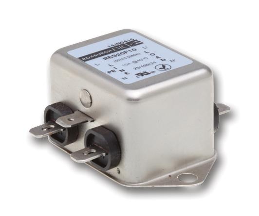 RES20F10 FILTER, POWER LINE, 1-PHASE, 10A, 740UA ROXBURGH EMC