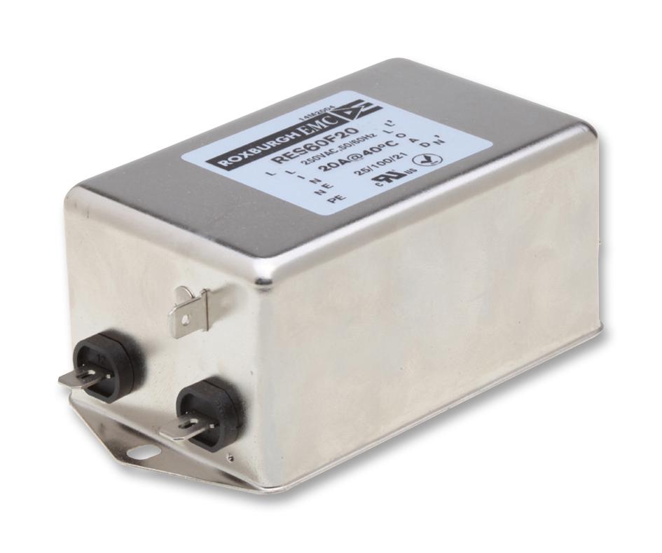 RES60F20 FILTER, POWER LINE, EMC, 20A, 740UA ROXBURGH EMC