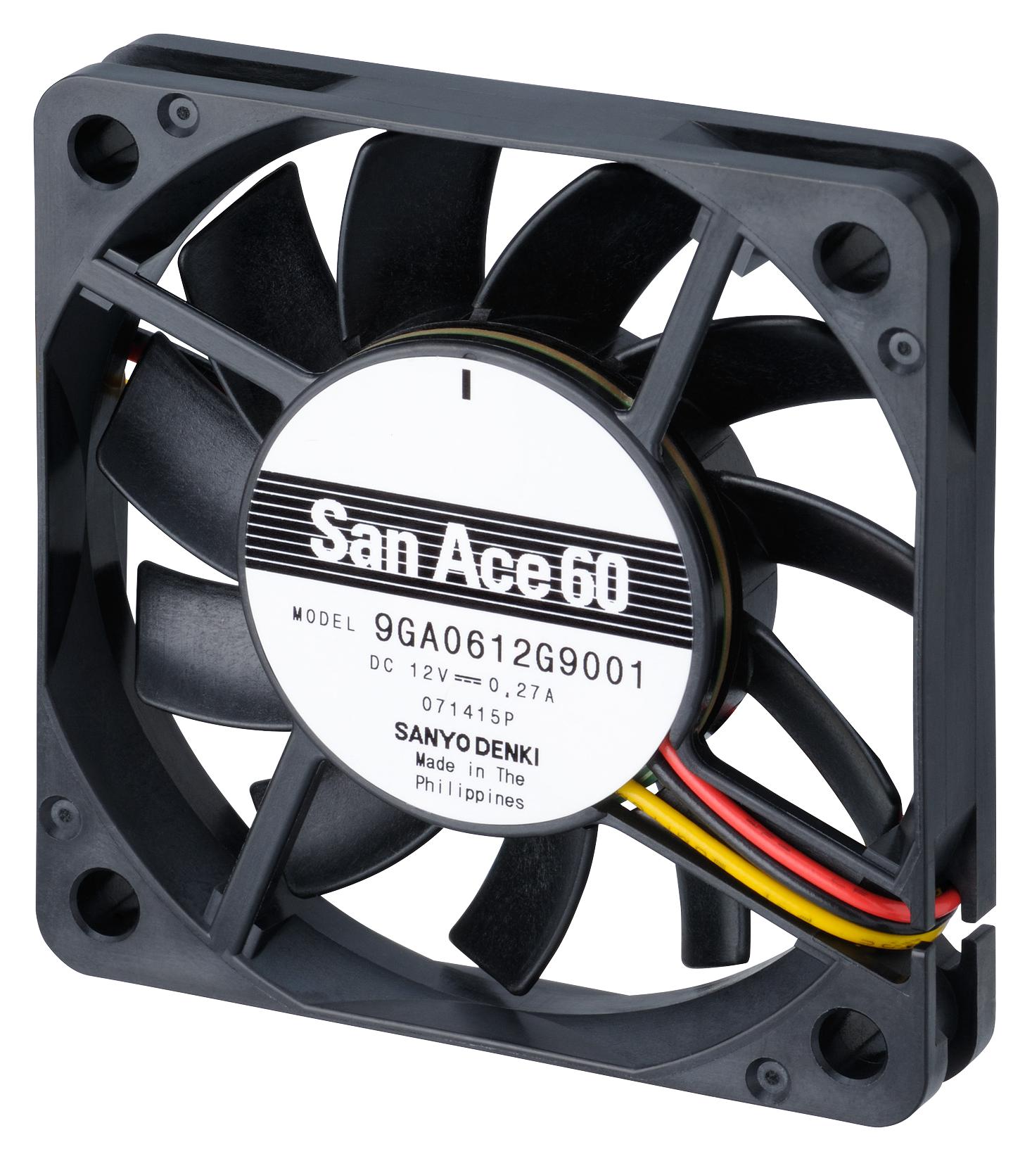 9GA0612G9001 AXIAL FAN, 60MM, 12VDC, 21.9CFM, 43DBA SANYO DENKI