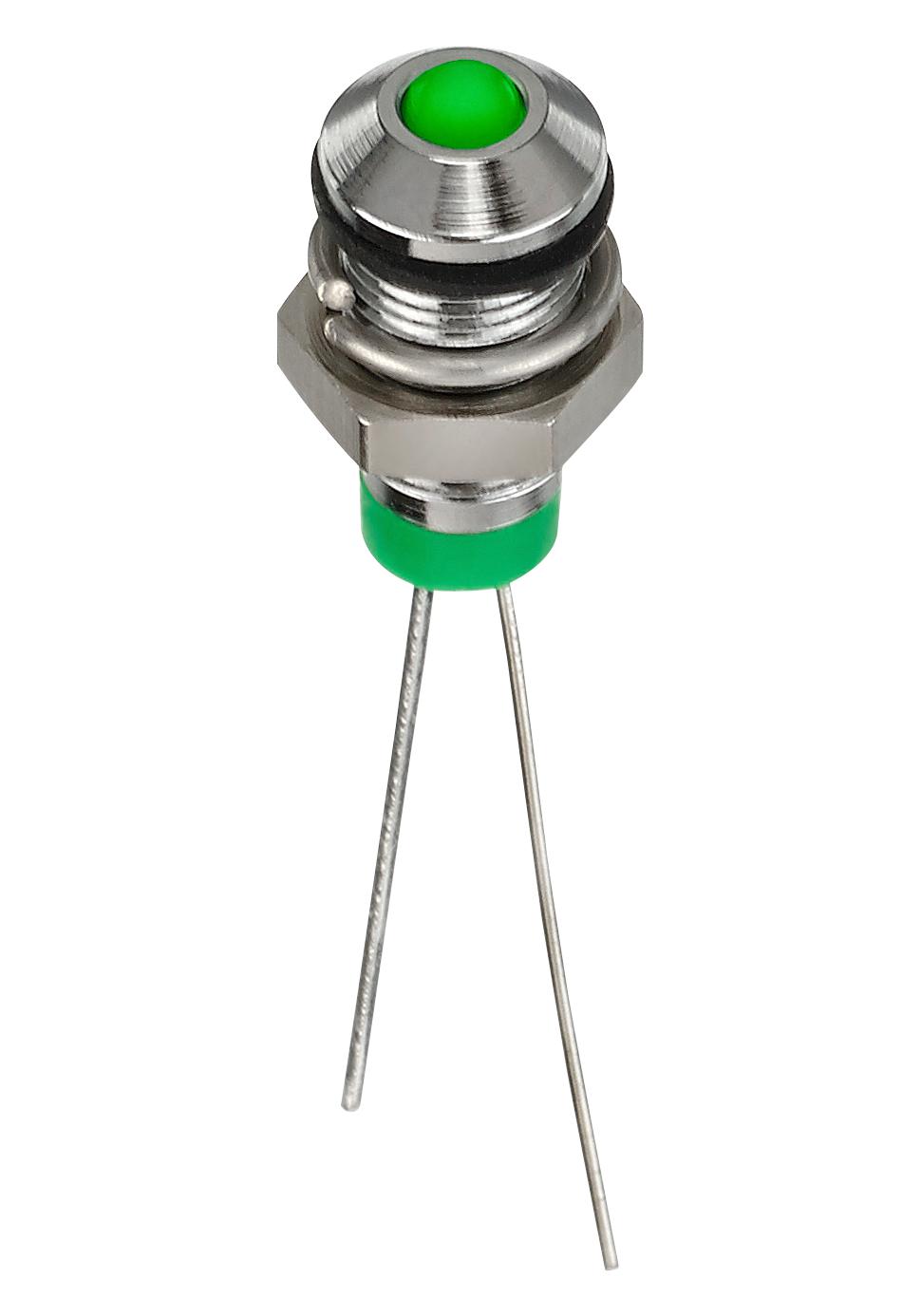 Q6P6CXXG02E LED INDICATOR, PANEL, 6MM, GREEN, 2VDC APEM