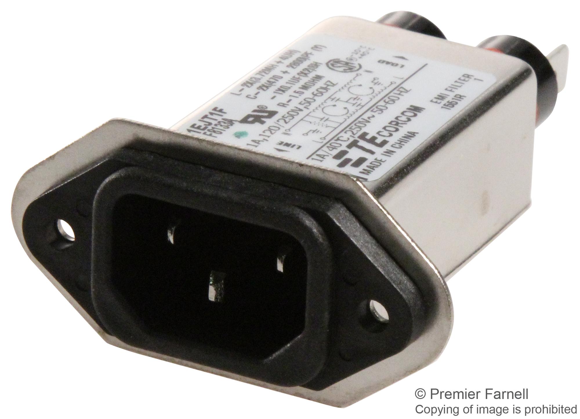 1EJT1F POWER LINE FILTER, 1A, 430UA, 250VAC CORCOM - TE CONNECTIVITY