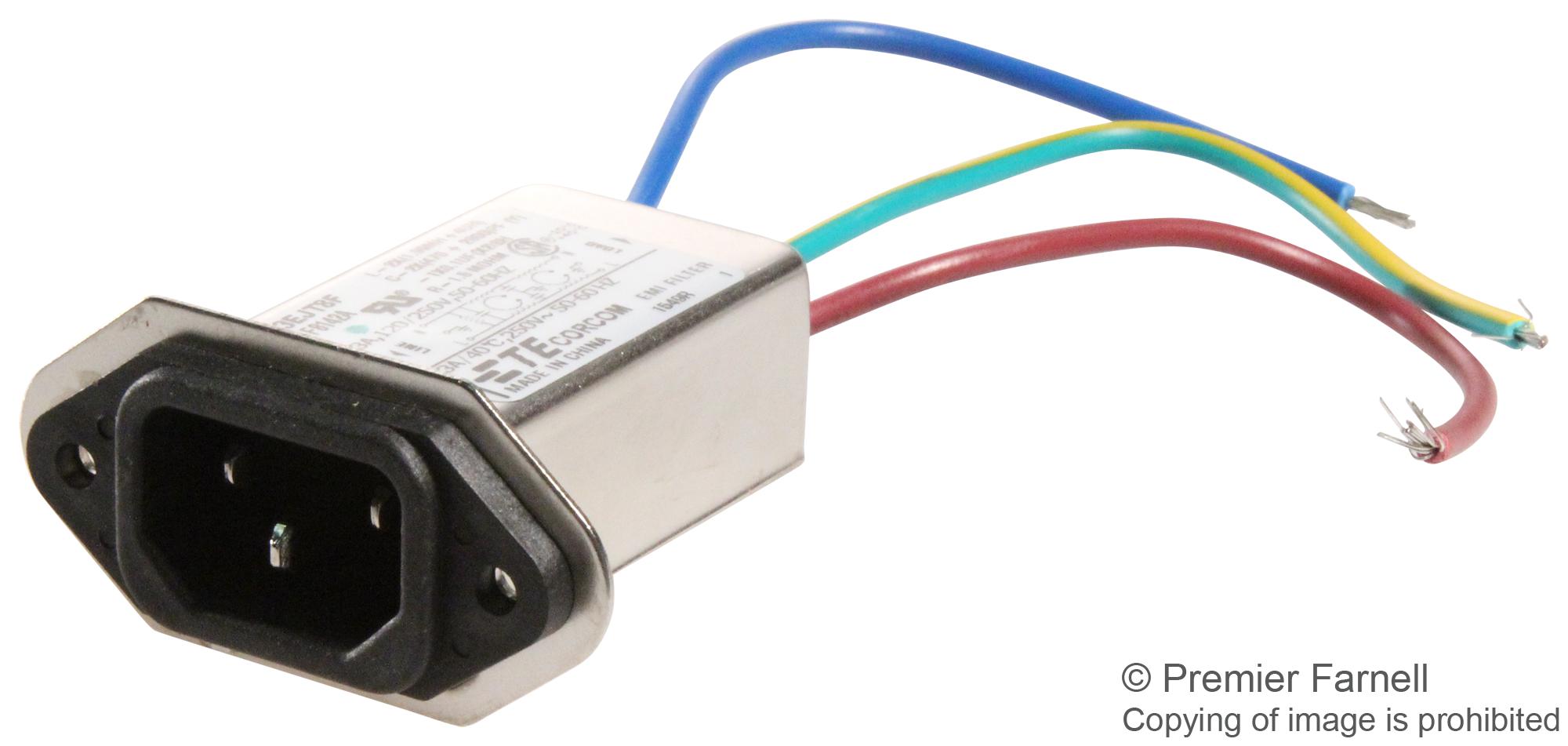 3EJT8F POWER LINE FILTER, 3A, 430UA, 250VAC CORCOM - TE CONNECTIVITY