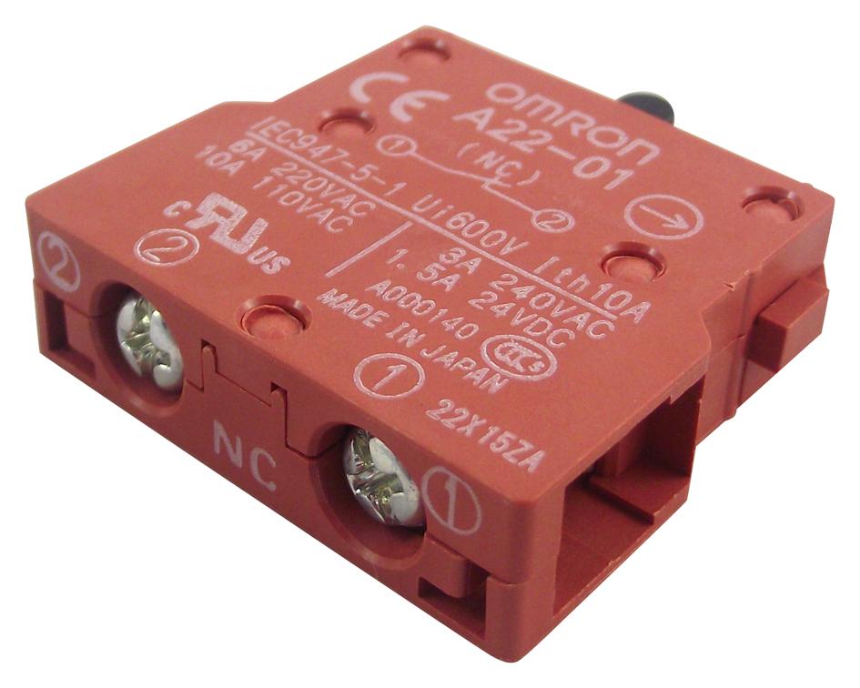 A2201 CONTACT BLOCK, SPST-NC, 10A OMRON