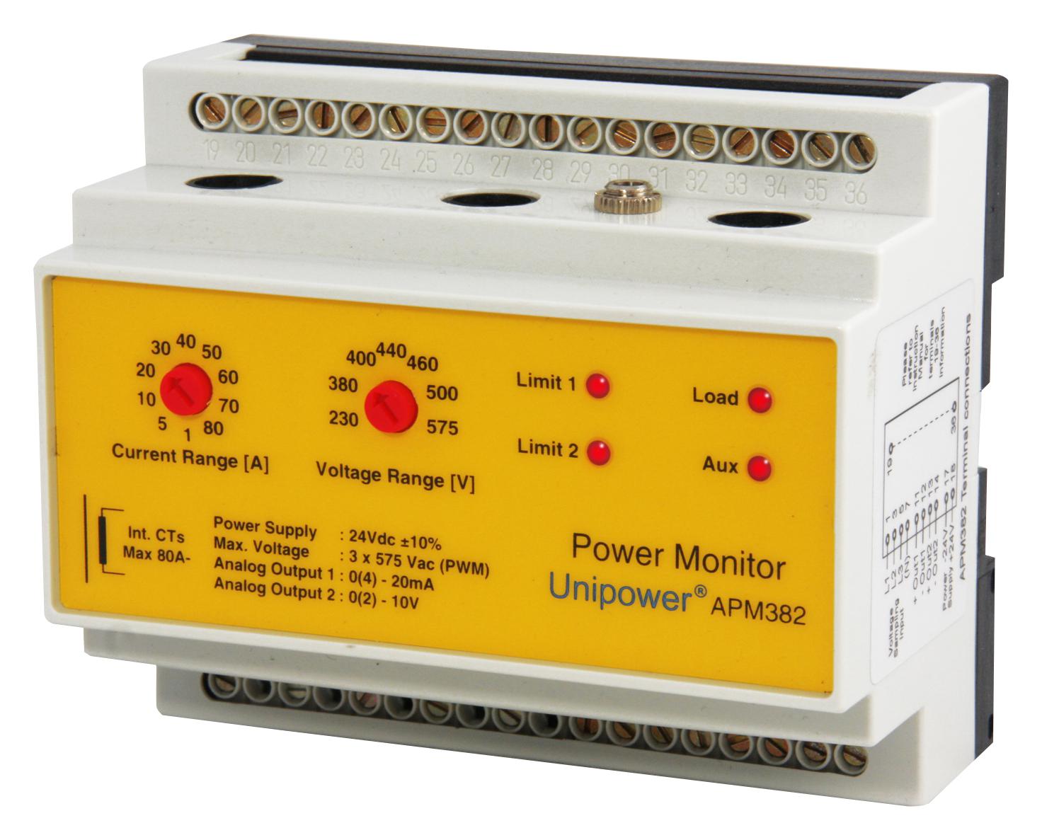 APM382 ANALOGUE MOTOR LOAD MONITOR, 24V UNIPOWER