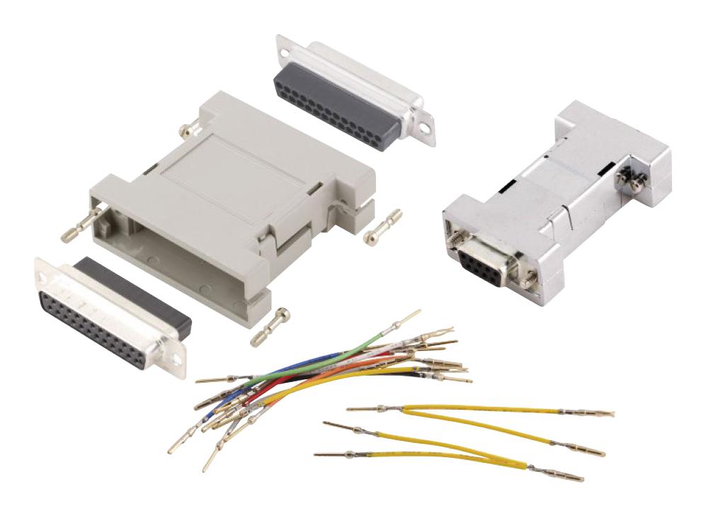 GA2525MFLGK-RC D-SUB ADAPTOR, 25POS, PLUG-RCPT, PLASTIC MH CONNECTORS