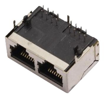 3012S-02(4.57) MOD JACK, SHIELDED, RJ45, 8P8C, 2PORT MH CONNECTORS