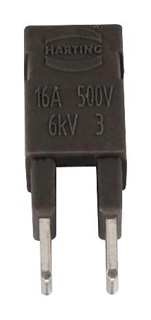 09330009822 JUMPER, 2POS, 16A, 4.6MM, BLACK HARTING