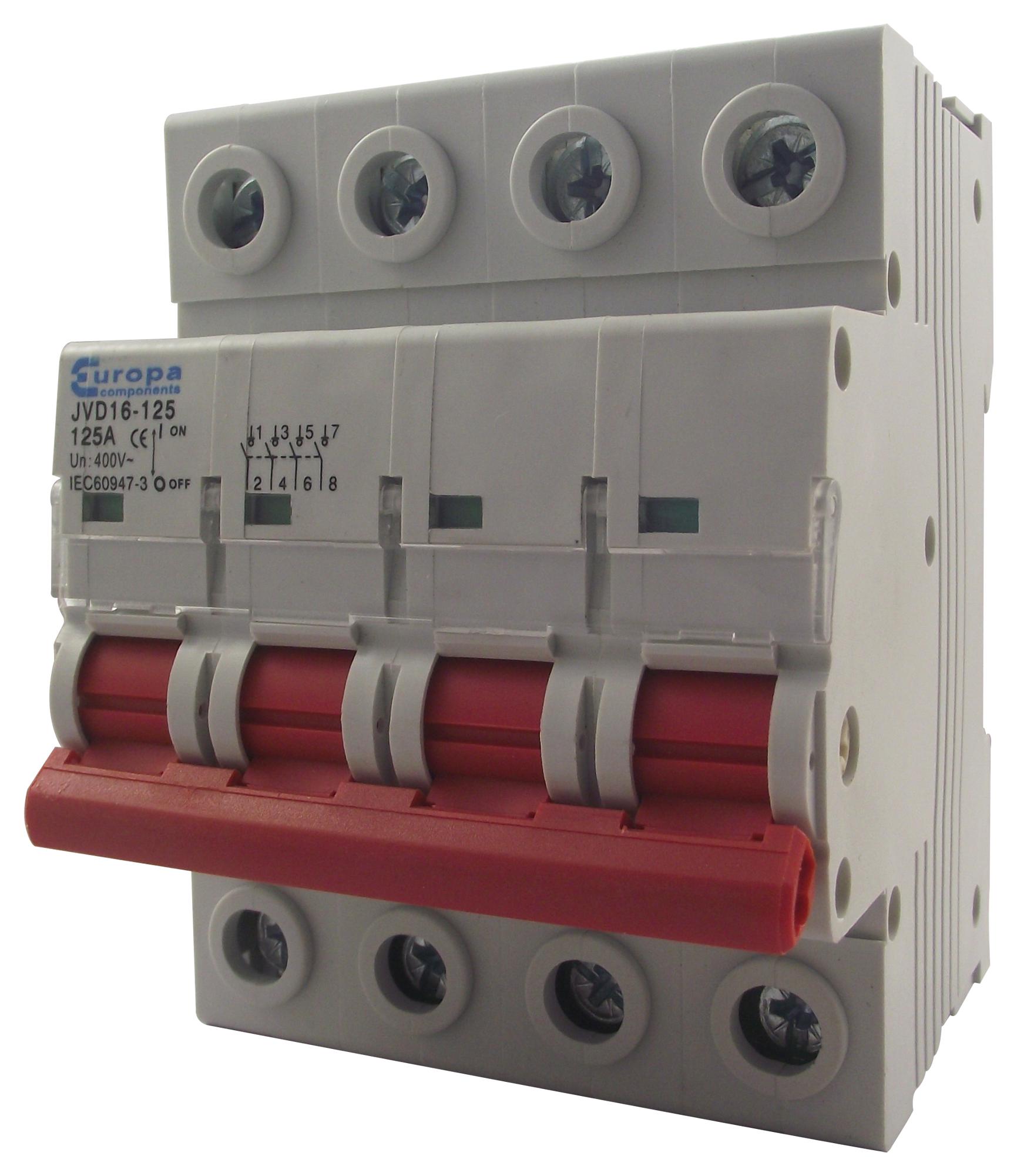 ISO125-4 MAIN SWITCH/ISOLATOR, 4 POLE, 230V, 125A EUROPA